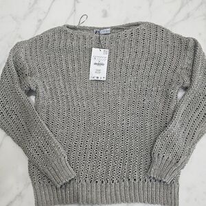 Zara SEQUIN OPEN KNIT SWEATER